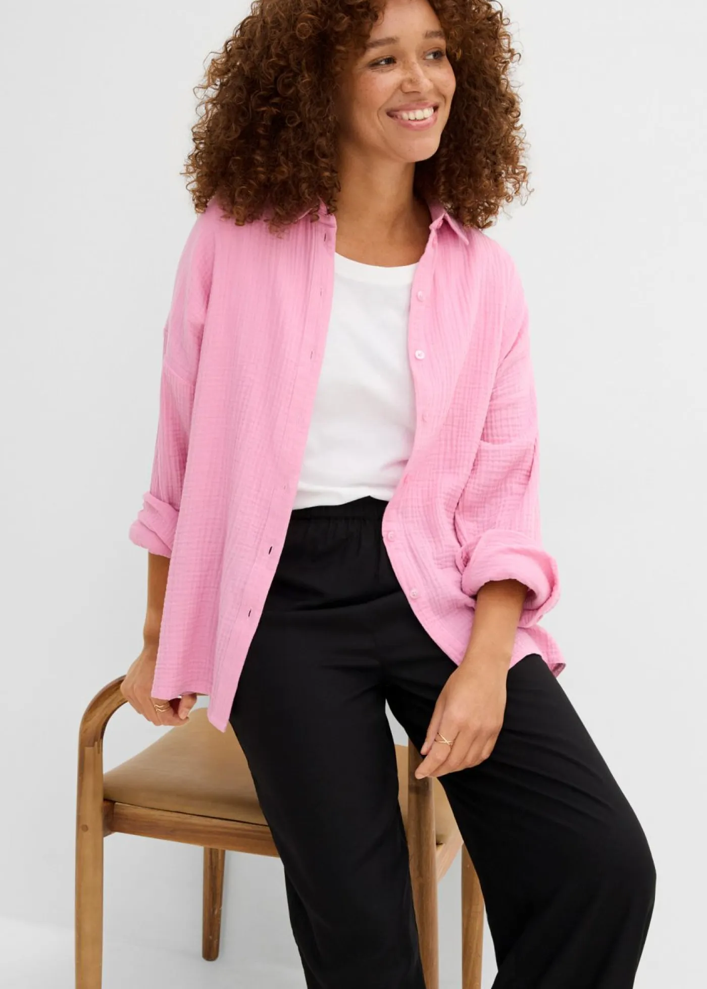 Pantalón elástico de viscosa con cinturilla cómoda Mujer Pantalones