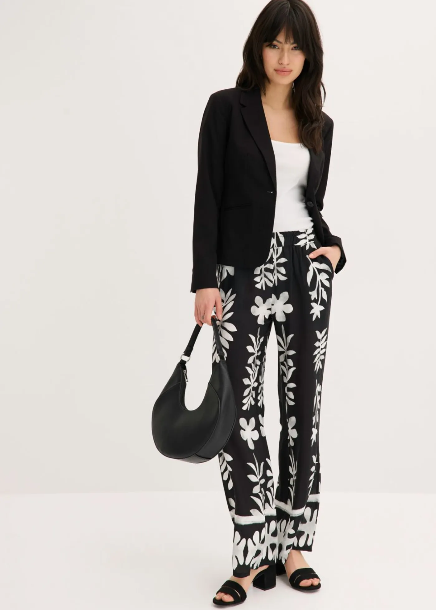 Sale Pantalón estampado de viscosa fluida Mujer Pantalones
