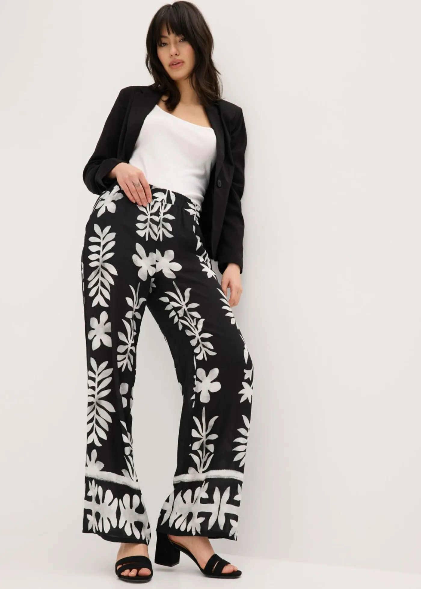Sale Pantalón estampado de viscosa fluida Mujer Pantalones