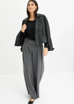 New Pantalón Marlene ancho con mezcla de viscosa fluida Mujer Tallas Pequeñas