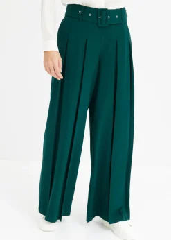 New Pantalón Marlene ancho con mezcla de viscosa fluida Mujer Pantalones|Tallas Pequeñas