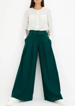 New Pantalón Marlene ancho con mezcla de viscosa fluida Mujer Pantalones|Tallas Pequeñas