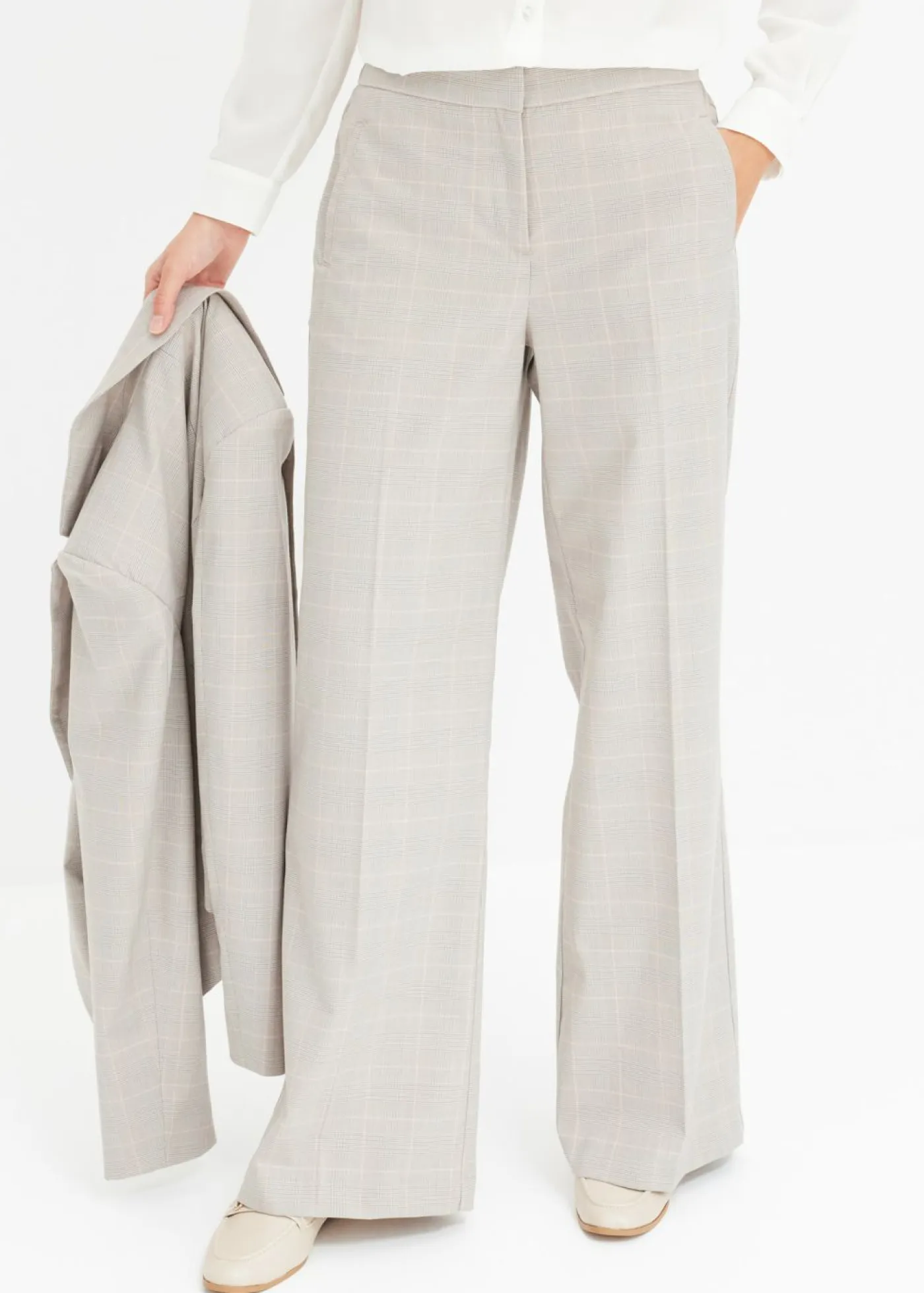 Sale Pantalón Marlene con viscosa de cuadro galés Mujer Pantalones|Tallas Pequeñas