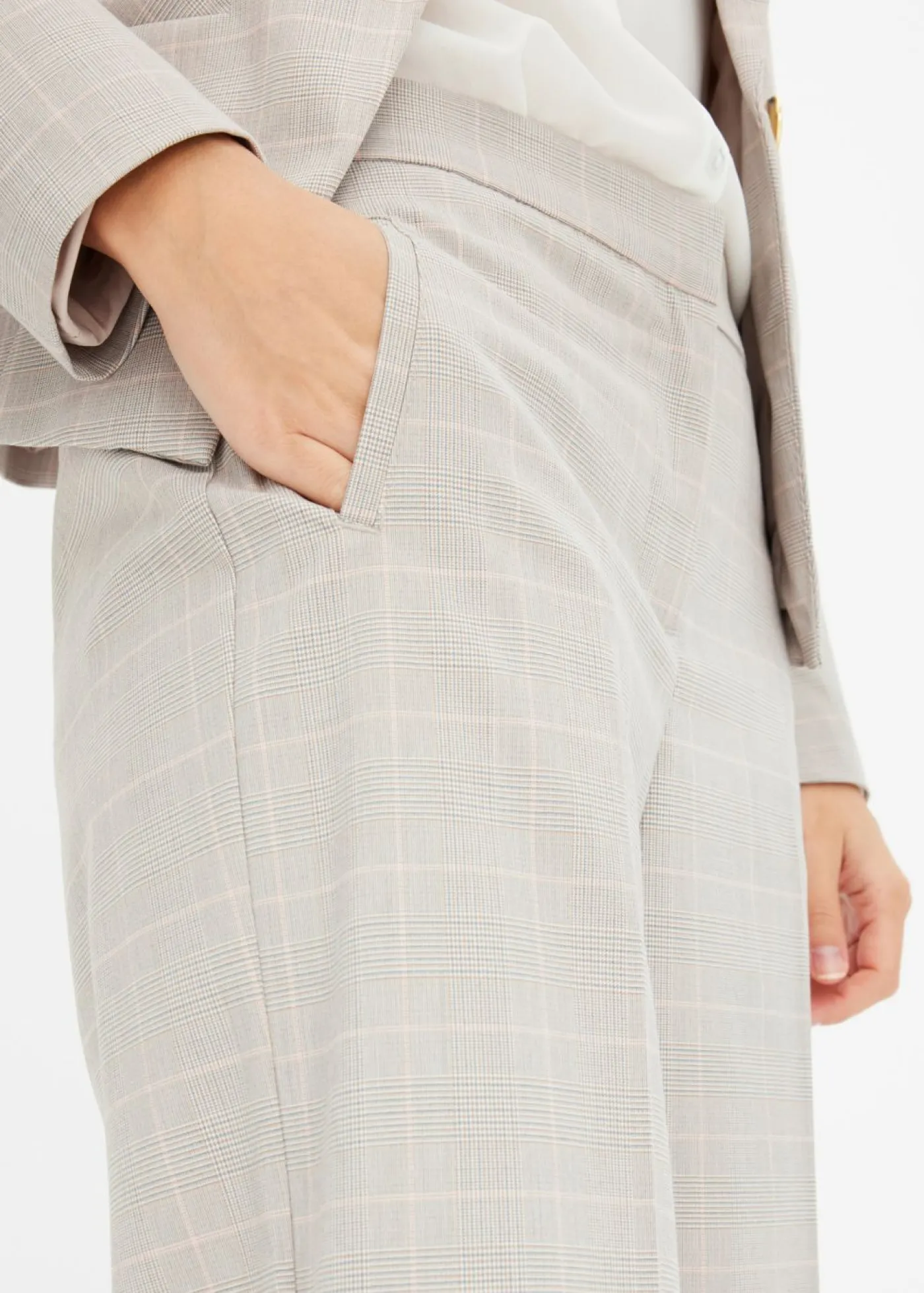 Sale Pantalón Marlene con viscosa de cuadro galés Mujer Pantalones|Tallas Pequeñas