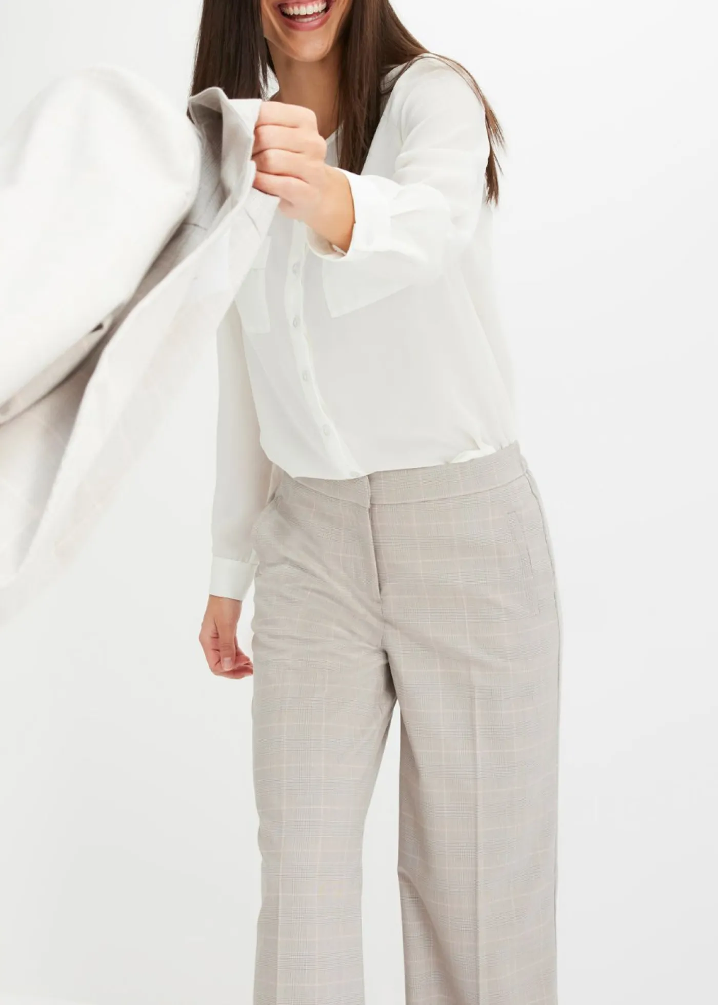 Sale Pantalón Marlene con viscosa de cuadro galés Mujer Pantalones|Tallas Pequeñas