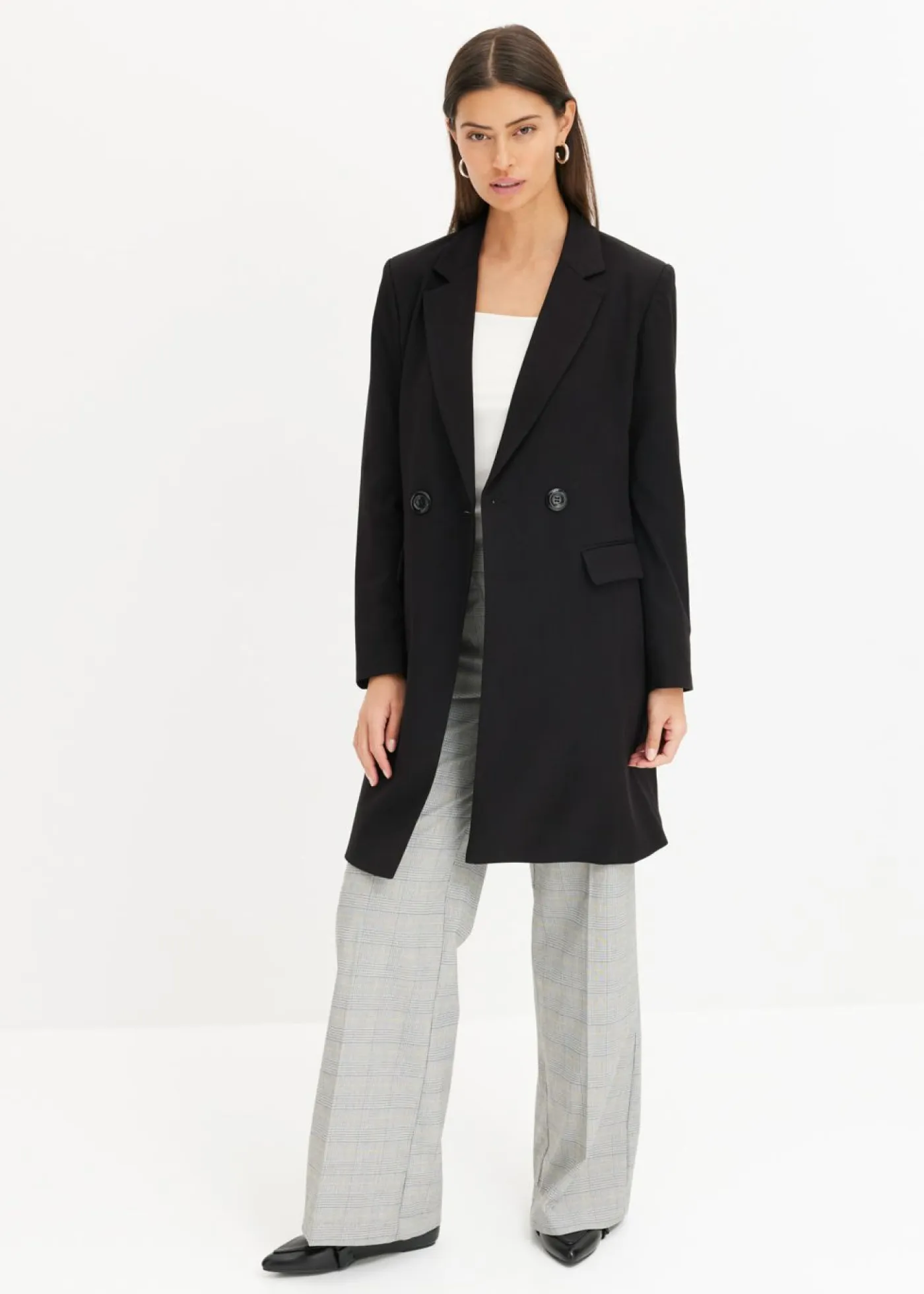 Best Pantalón Marlene con viscosa de cuadro galés Mujer Pantalones|Tallas Pequeñas