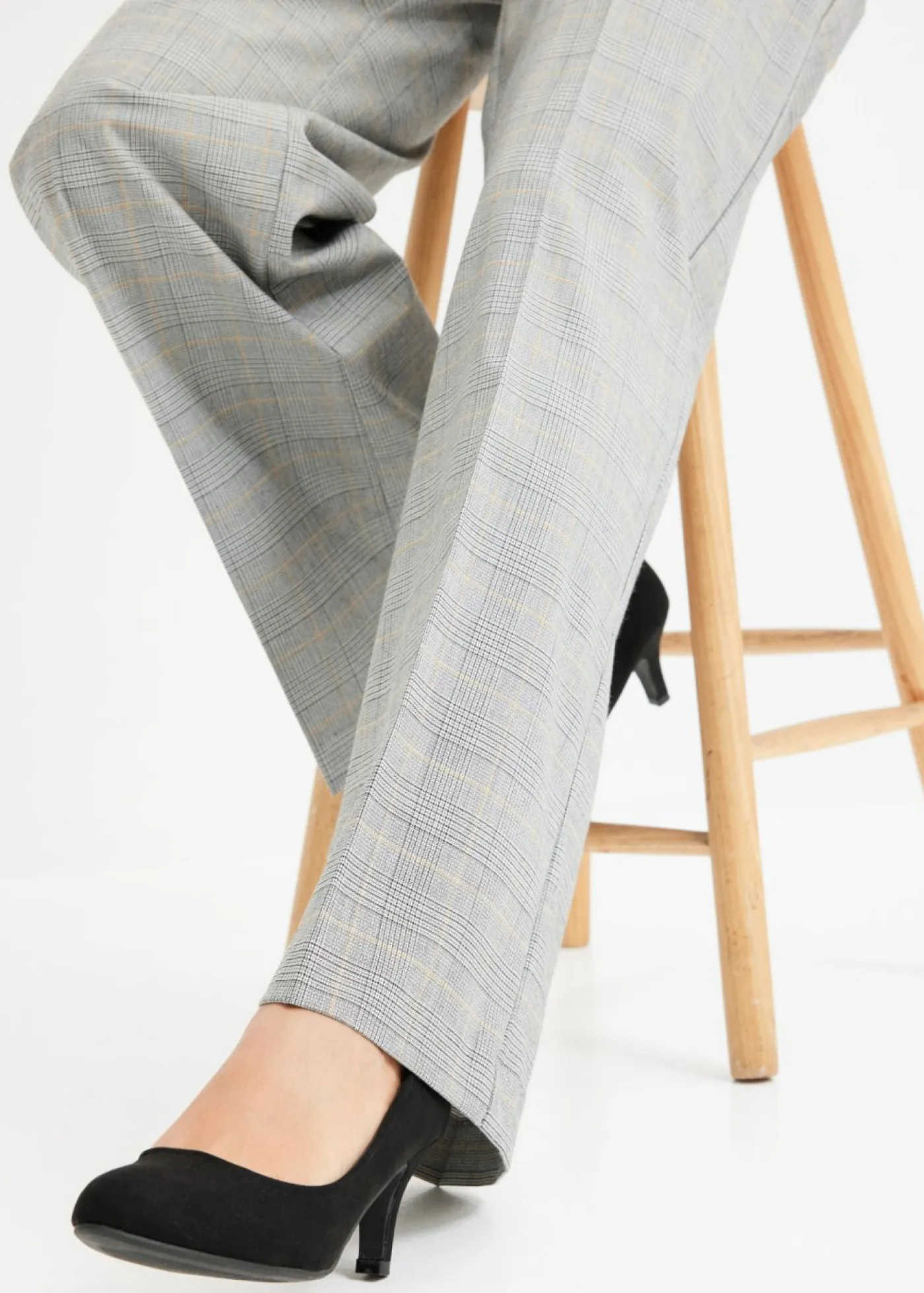 Best Pantalón Marlene con viscosa de cuadro galés Mujer Pantalones|Tallas Pequeñas