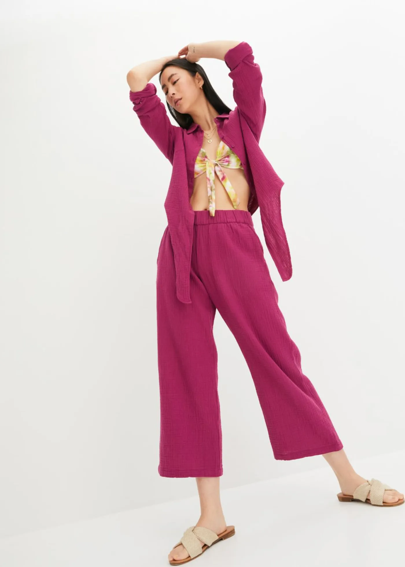 Pantalón Marlene de muselina de algodón Mujer Pantalones|Novedades