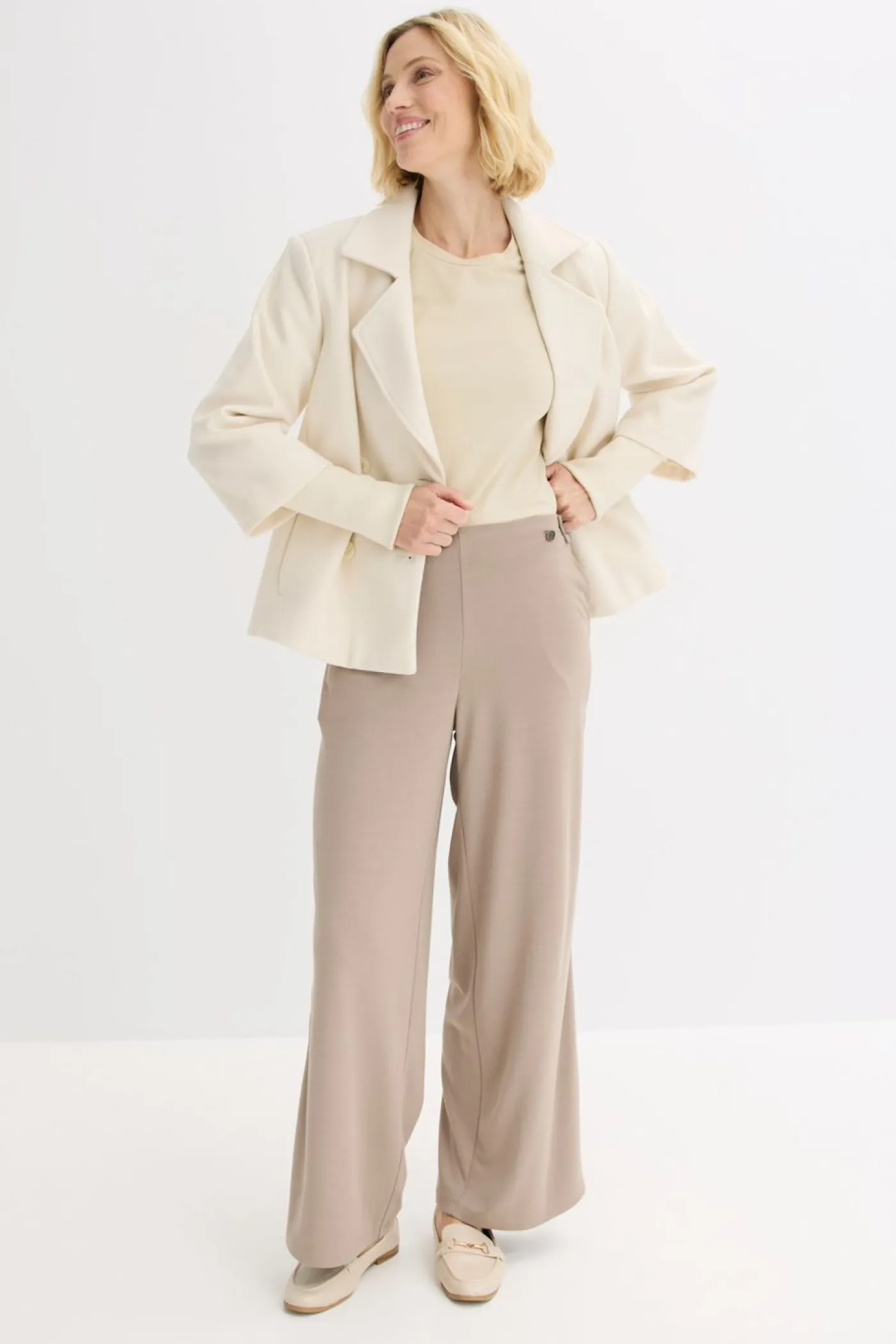 Outlet Pantalón Marlene de Punto di Roma con cinta de satén Mujer Pantalones