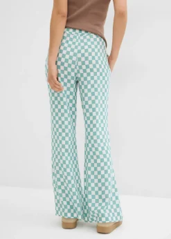 Pantalón Marlene de viscosa fluida con estampado de cuadros Mujer Pantalones