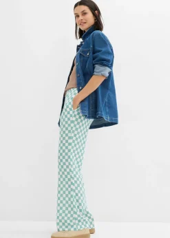 Pantalón Marlene de viscosa fluida con estampado de cuadros Mujer Pantalones