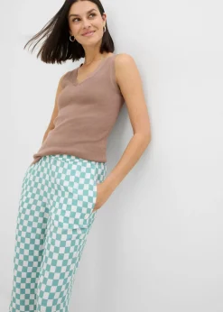 Pantalón Marlene de viscosa fluida con estampado de cuadros Mujer Pantalones