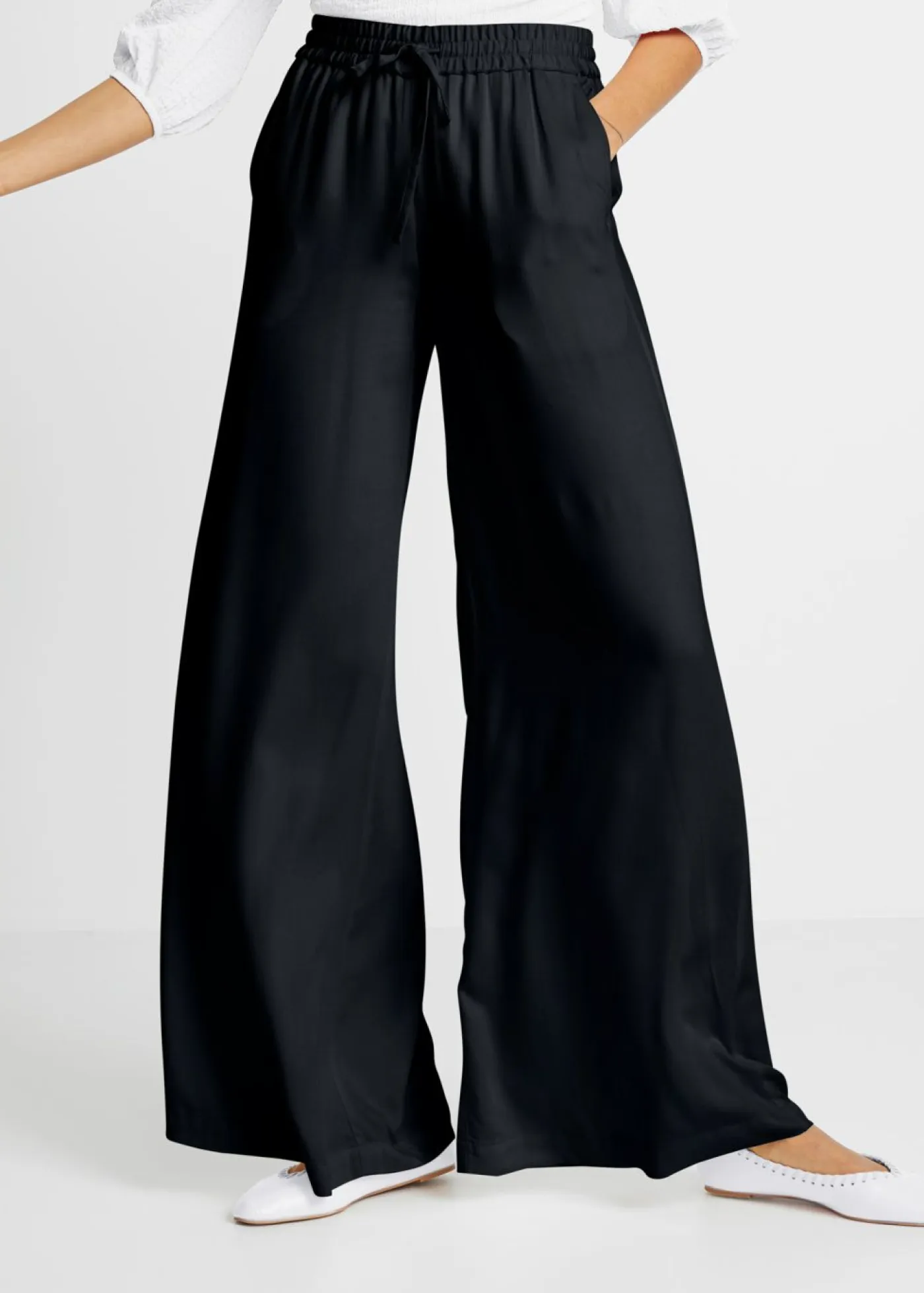 Online Pantalón Marlene de viscosa ligeramente brillante Mujer Esenciales|Pantalones