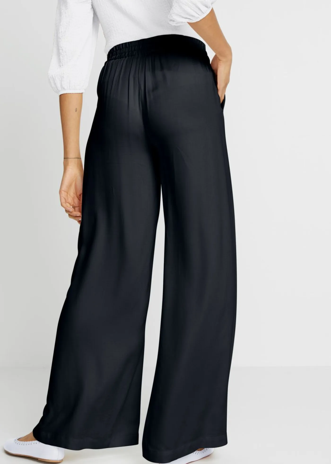 Online Pantalón Marlene de viscosa ligeramente brillante Mujer Esenciales|Pantalones