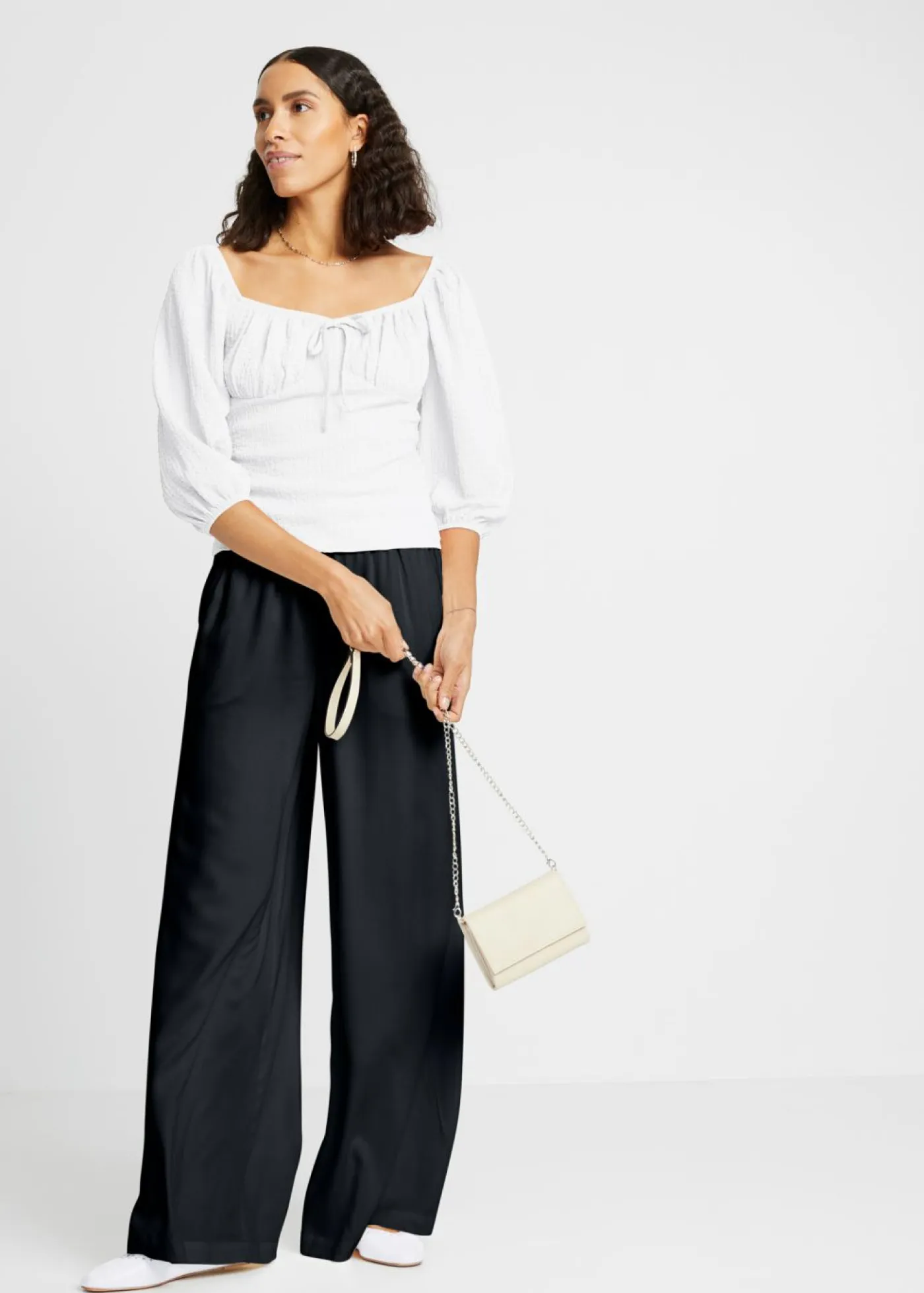Online Pantalón Marlene de viscosa ligeramente brillante Mujer Esenciales|Pantalones