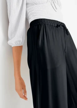 Online Pantalón Marlene de viscosa ligeramente brillante Mujer Esenciales|Pantalones