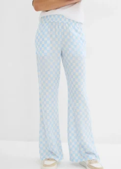 Pantalón Marlene de viscosa fluida con estampado de cuadros Mujer Pantalones