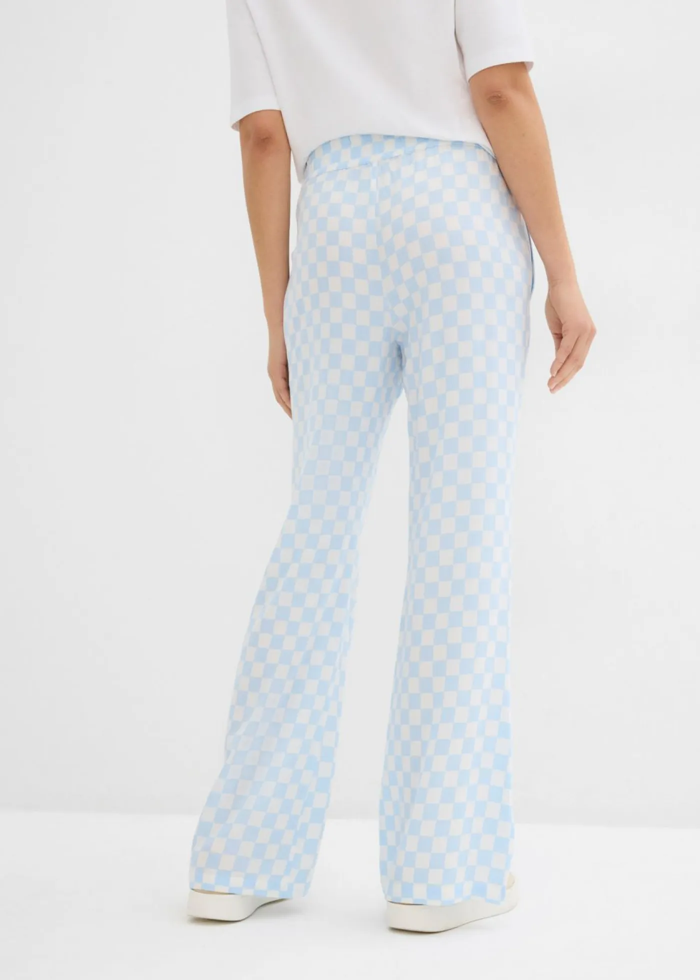 Pantalón Marlene de viscosa fluida con estampado de cuadros Mujer Pantalones