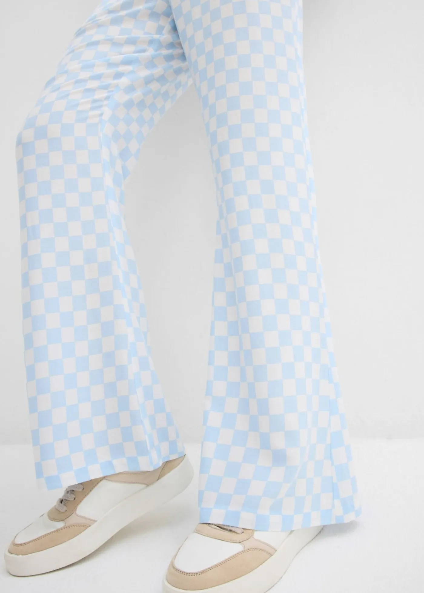 Pantalón Marlene de viscosa fluida con estampado de cuadros Mujer Pantalones