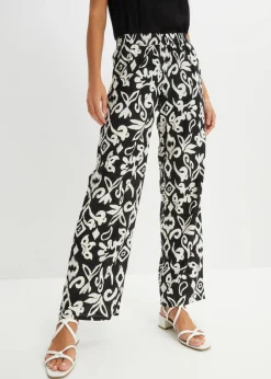 Pantalón Marlene estampado de viscosa fluida Mujer Pantalones|Tallas Pequeñas