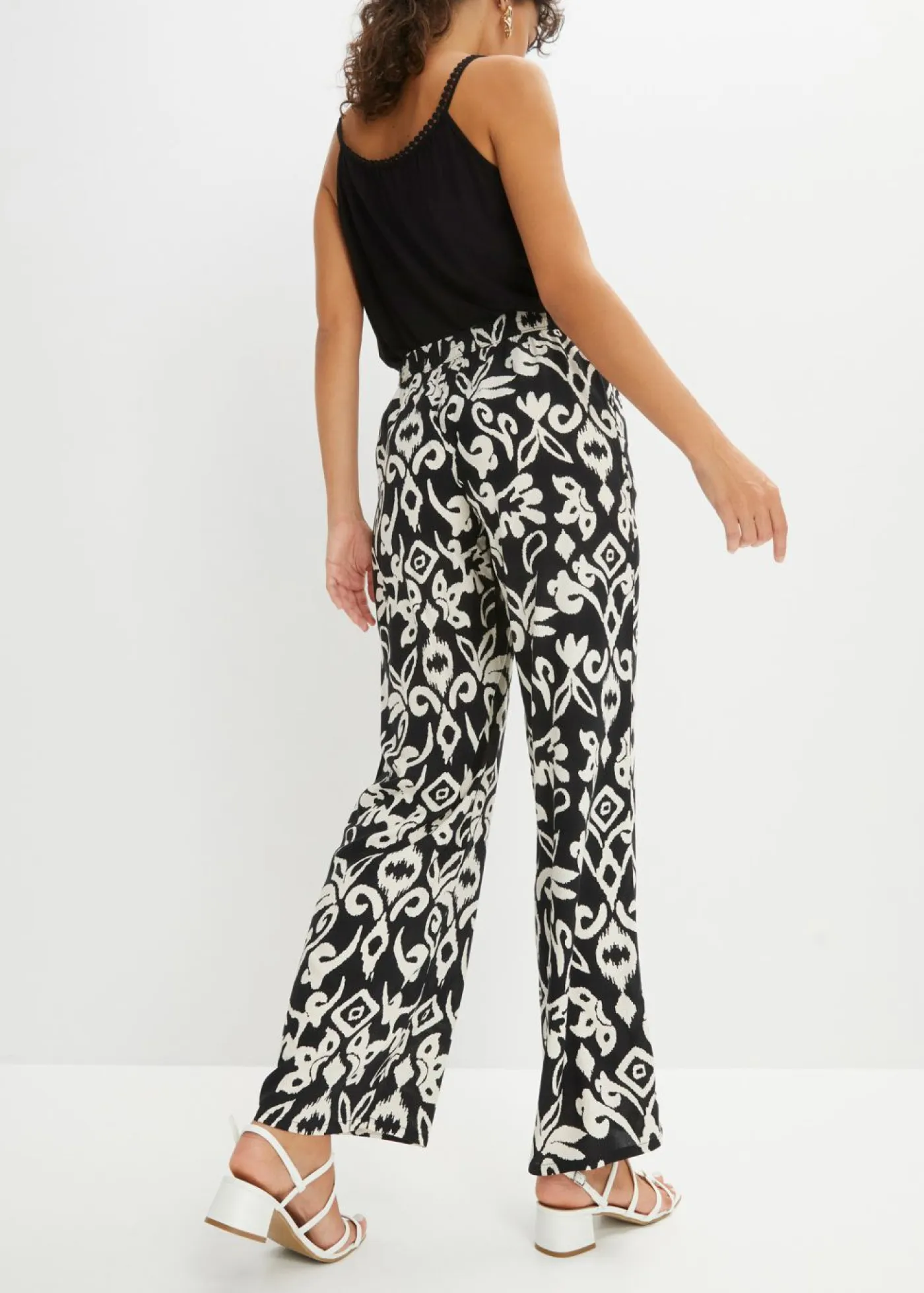 Pantalón Marlene estampado de viscosa fluida Mujer Pantalones|Tallas Pequeñas