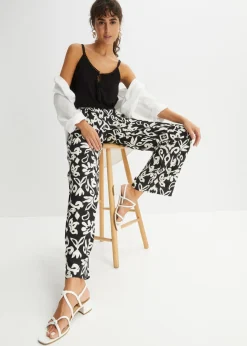 Pantalón Marlene estampado de viscosa fluida Mujer Pantalones|Tallas Pequeñas