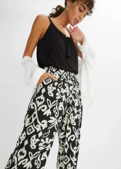 Pantalón Marlene estampado de viscosa fluida Mujer Pantalones|Tallas Pequeñas