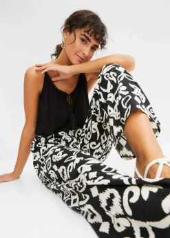Pantalón Marlene estampado de viscosa fluida Mujer Pantalones|Tallas Pequeñas