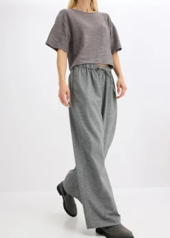 Outlet Pantalón palazzo con aspecto de lana Mujer Pantalones