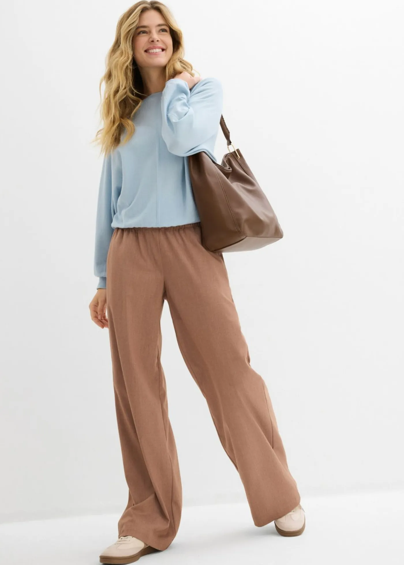 New Pantalón palazzo con cintura cómoda Mujer Pantalones