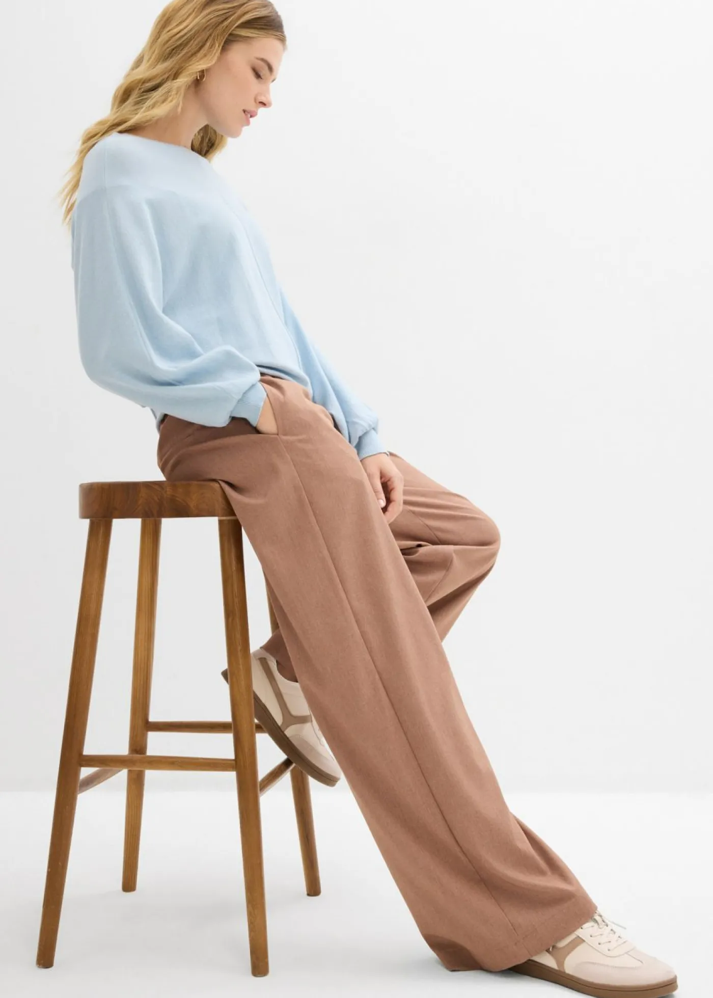New Pantalón palazzo con cintura cómoda Mujer Pantalones