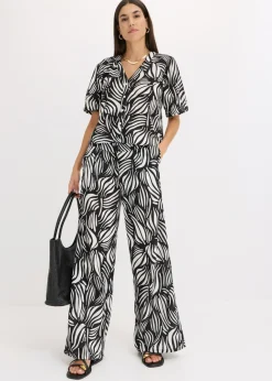 Pantalón palazzo con cintura cómoda Mujer Pantalones