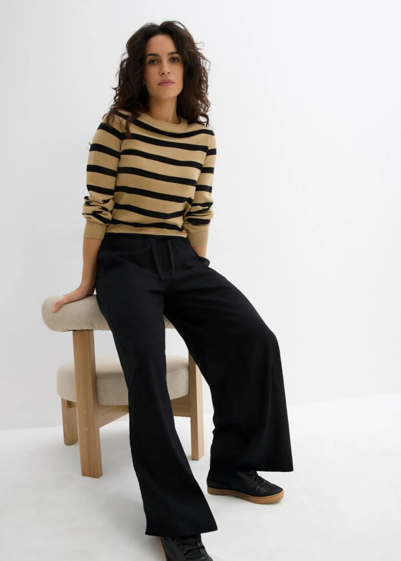 Pantalón palazzo de algodón puro Mujer Pantalones