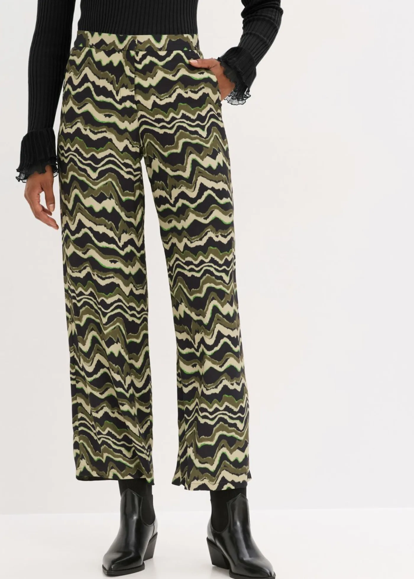 Outlet Pantalón palazzo de crepé de viscosa Mujer Pantalones