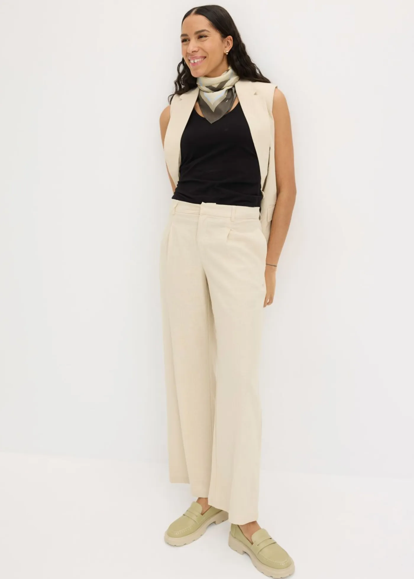 Online Pantalón palazzo de lino Mujer Pantalones