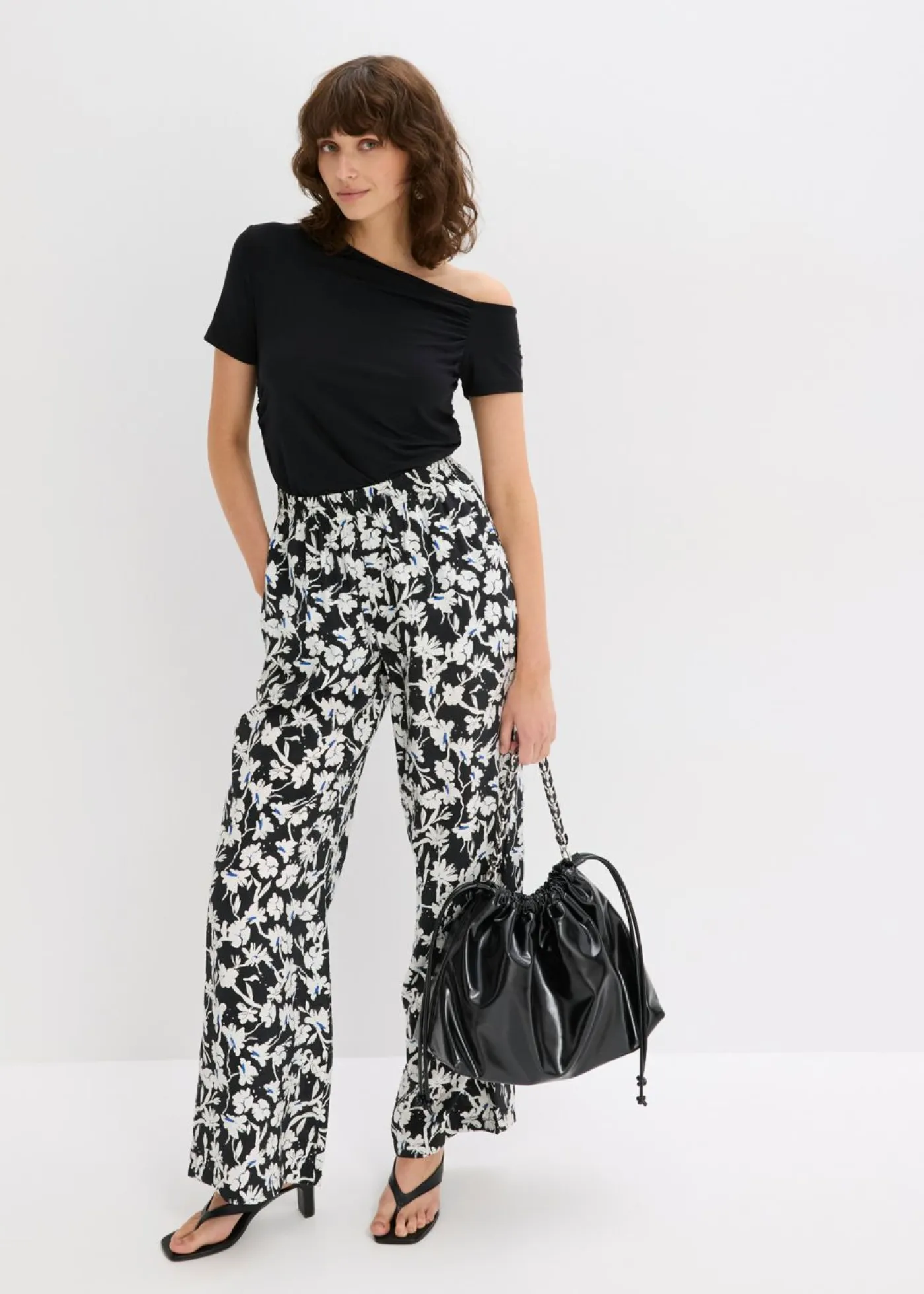 Clearance Pantalón palazzo de material estructurado Mujer Pantalones