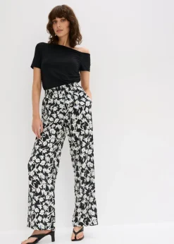 Clearance Pantalón palazzo de material estructurado Mujer Pantalones