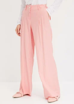 Best Pantalón palazzo de mezcla de lino ligero Mujer Pantalones|Novedades