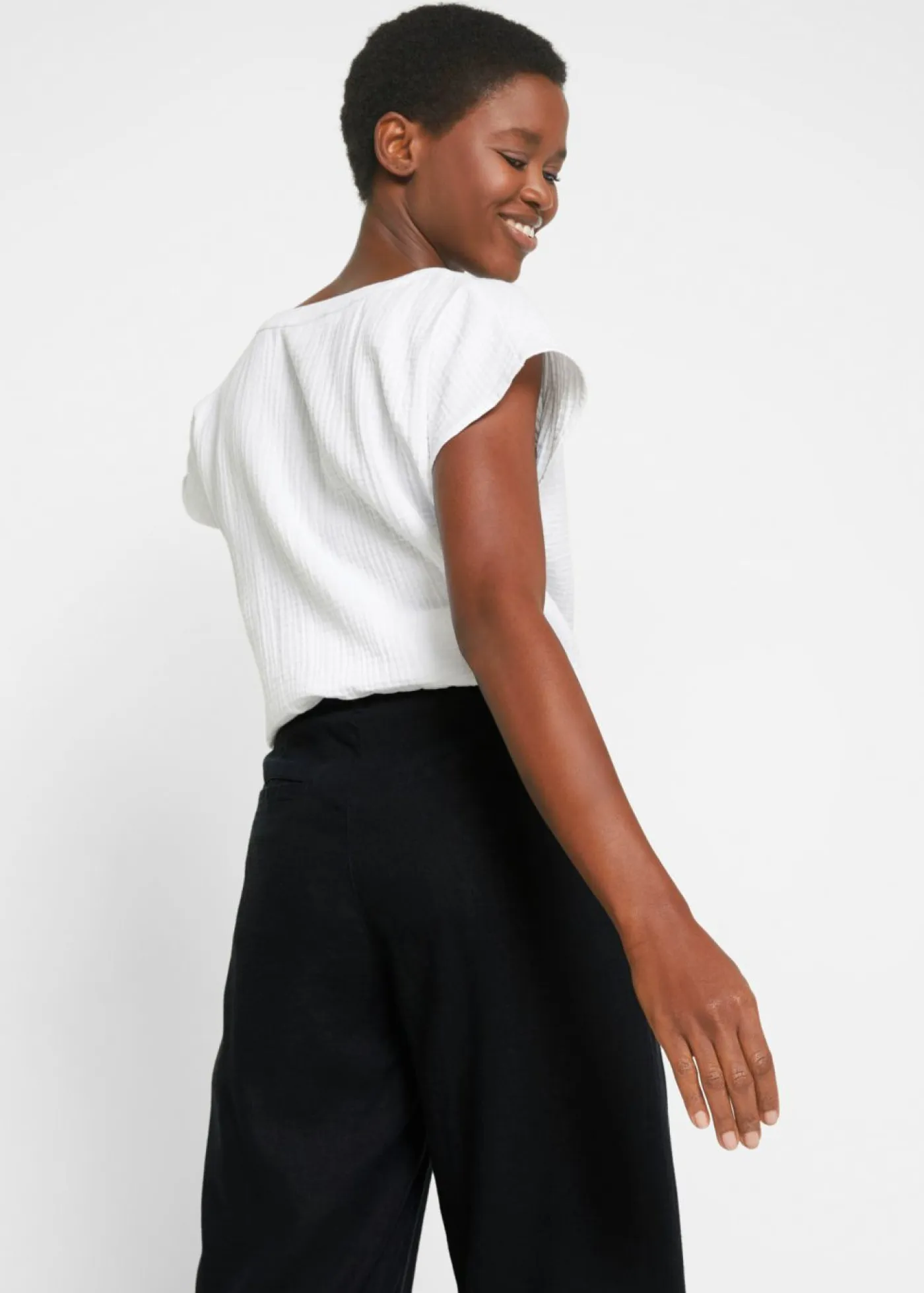 Outlet Pantalón palazzo de mezcla ligera de viscosa y lino Mujer Esenciales|Pantalones