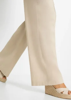 Online Pantalón palazzo de mezcla de lino Mujer Pantalones|Tallas Pequeñas