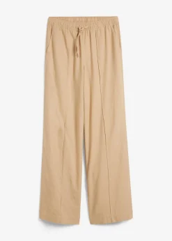 Discount Pantalón palazzo de mezcla ligera de viscosa y lino Mujer Esenciales|Pantalones
