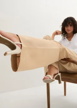 Discount Pantalón palazzo de mezcla ligera de viscosa y lino Mujer Esenciales|Pantalones