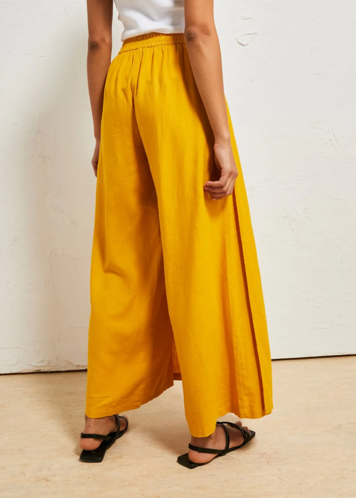 Best Pantalón palazzo de mezcla de lino Mujer Pantalones