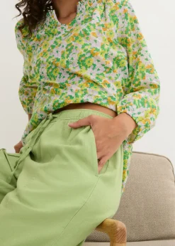 Sale Pantalón palazzo de mezcla ligera de viscosa y lino Mujer Esenciales|Pantalones
