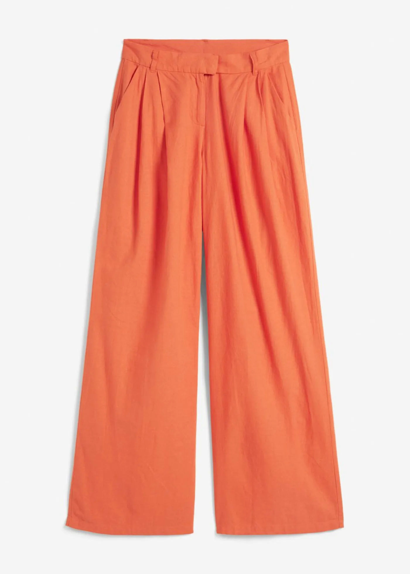 Online Pantalón palazzo de mezcla ligera de viscosa y lino Mujer Esenciales|Pantalones
