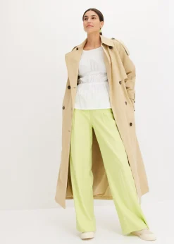 New Pantalón palazzo de mezcla de lino ligero Mujer Pantalones|Novedades