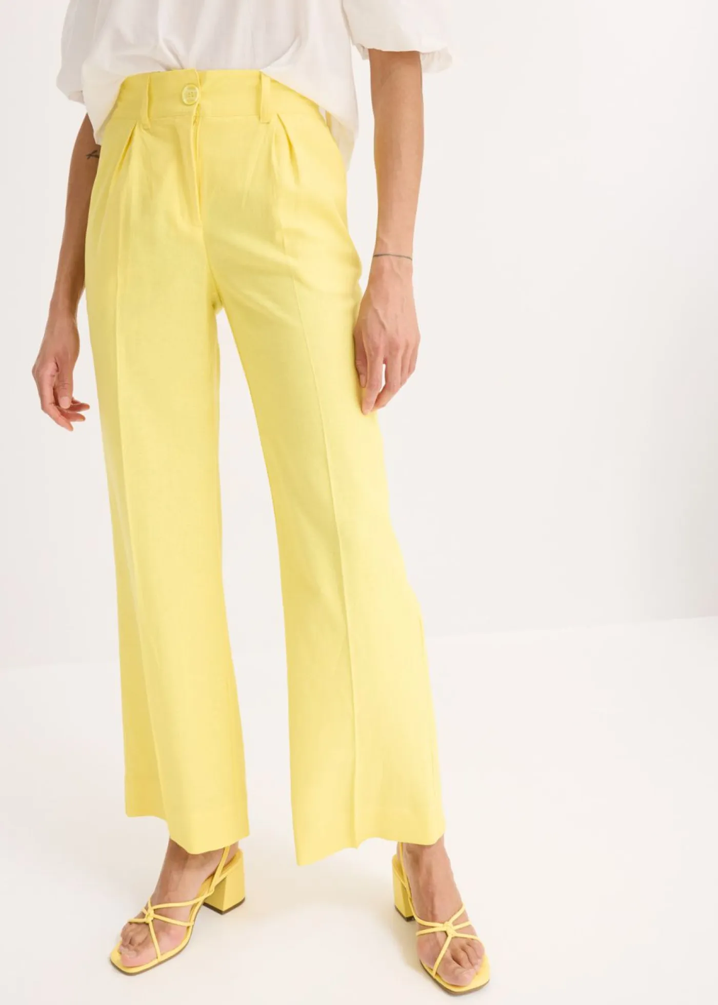 Outlet Pantalón palazzo de mezcla de lino Mujer Pantalones