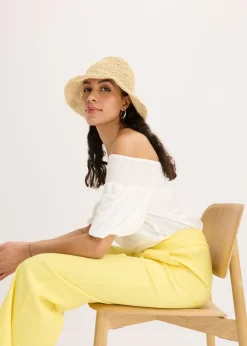 Outlet Pantalón palazzo de mezcla de lino Mujer Pantalones