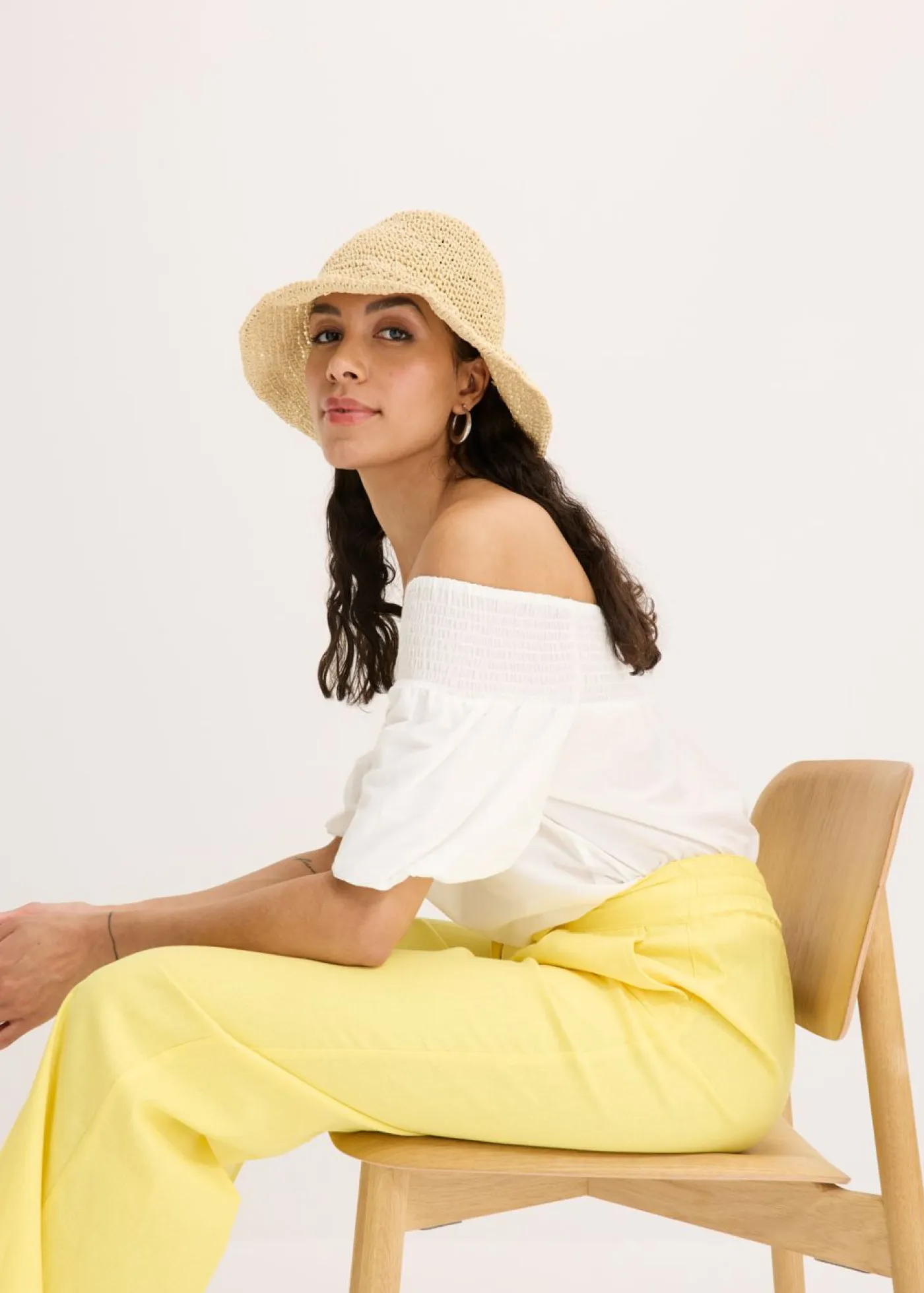 Outlet Pantalón palazzo de mezcla de lino Mujer Pantalones