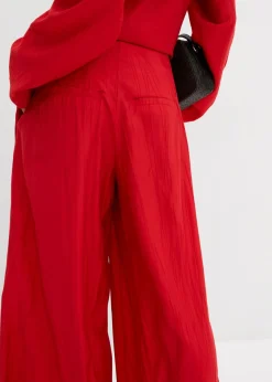 Sale Pantalón palazzo de mezcla de viscosa arrugada con estructura Mujer Conjuntos De Ropa|Esenciales